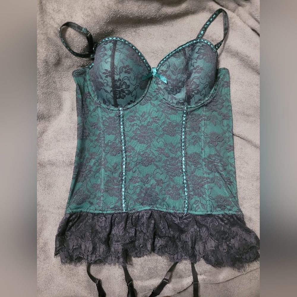 Black and green corset